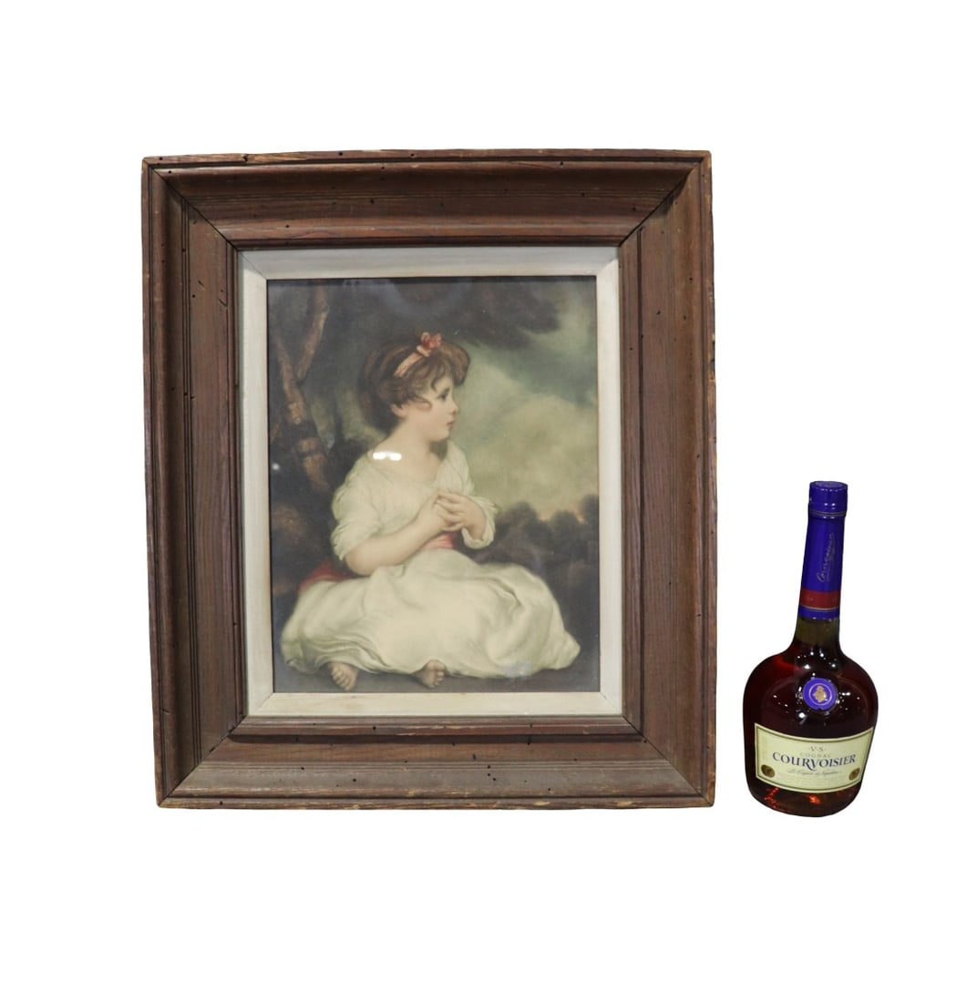 OIL PAINTING OF YOUNG LADY: Framed measures 20 1/4" h x 17 3/4" w x 1 3/4" d. Unframed measures 15 1/4" h x 12 1/2 "w .