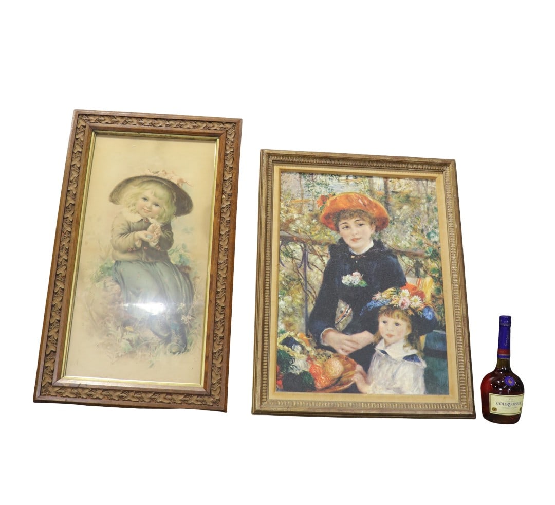 2 PIECE OIL PAINTING MOTHER & CHILDREN: Framed measures 28" h x 22" w x 1 3/4" d. Unframed measures 24" h x 18" w. Second one framed measures 31 1/4" h x 18 3/4" w x 1" d. Unframe measures 26" h x 13 1/2" w.