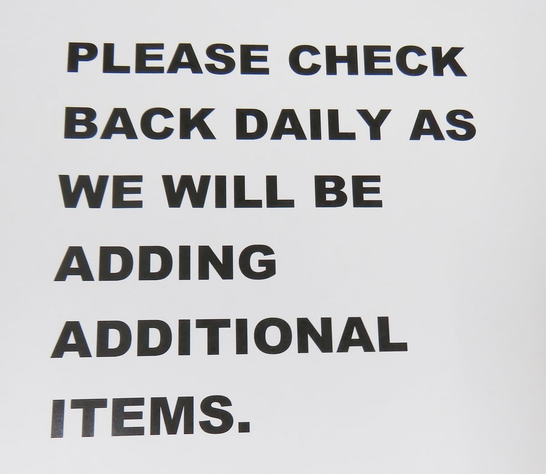 PLEASE CHECK BACK NEXT WEEK MORE ITEMS TO BE ADDED: PLEASE CHECK BACK NEXT WEEK