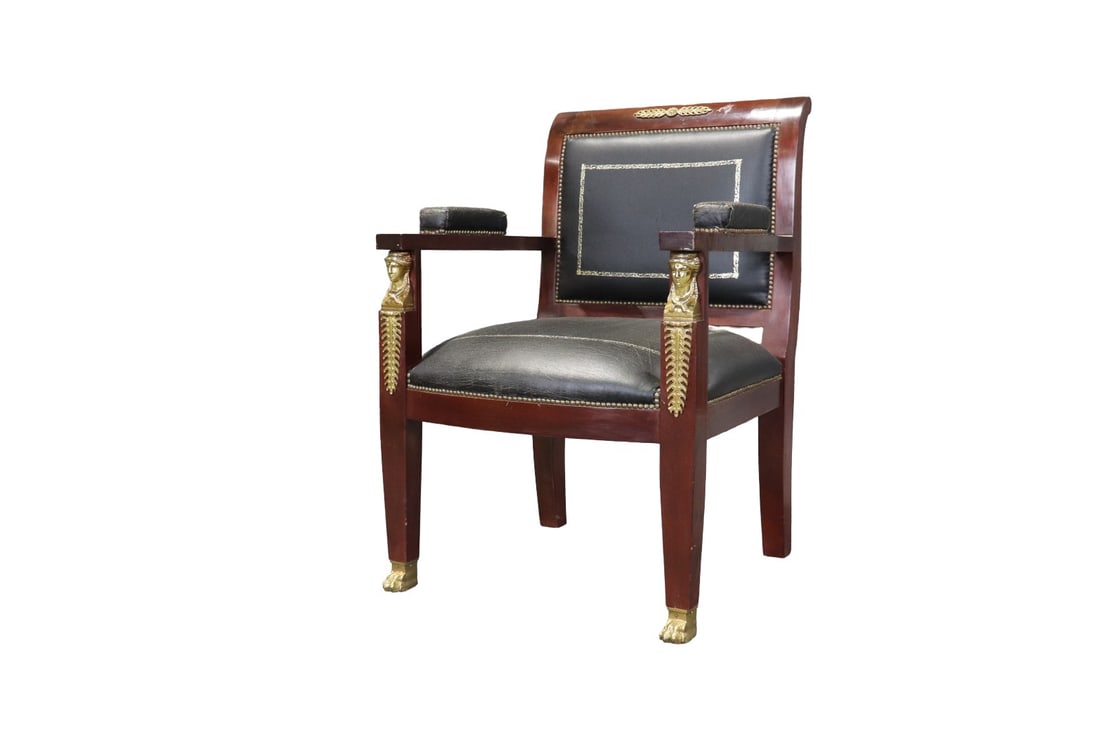 FRENCH EMPIRE BRONZE MOUNTED ARM CHAIR (1 of 15)