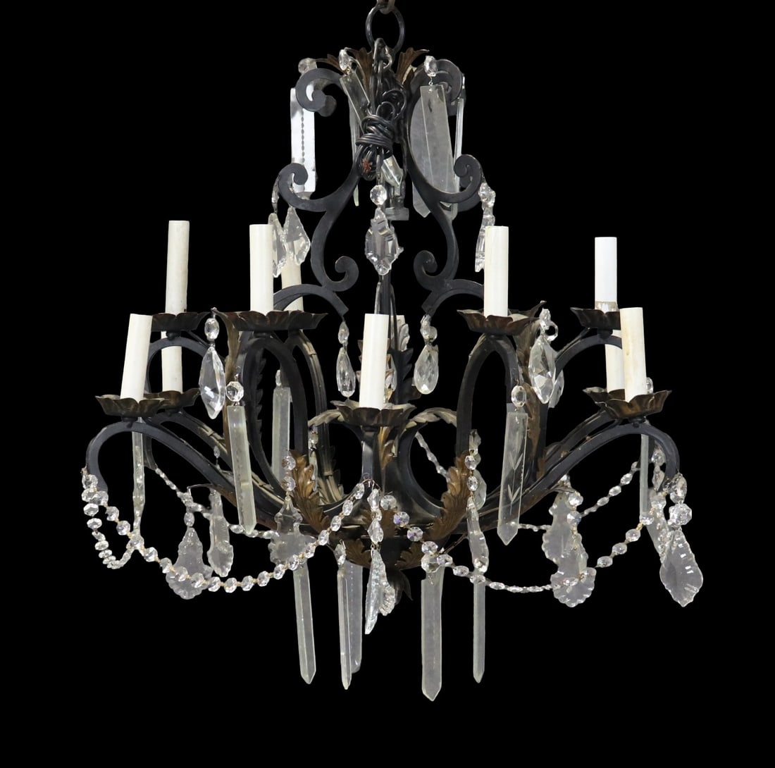 CRYSTAL & IRON 12 ARM CHANDELIER (1 of 14)