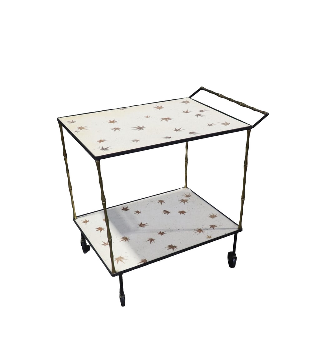 BAGUES BAR CART: Mixed metals. 28 1/4" h x 18 1/4" w x 27 1/4" d.