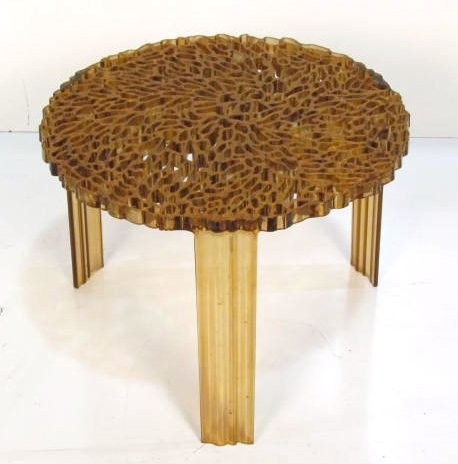 KARTELL T-TABLE by PATRICIA URQUIOLA: Plastic. Good condition. 14 1/4"h. x 19 3/4"diam.