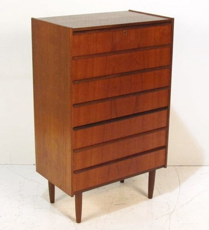 DANISH TEAK CHEST: Good condition. 44 1/2"h. x 27 1/4"w. x 16"d.