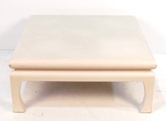 KARL SPRINGER STYLE TEXTURED COFFEE TABLE: Good condition with minor marks. 16 1/4"h. x 39"sq.