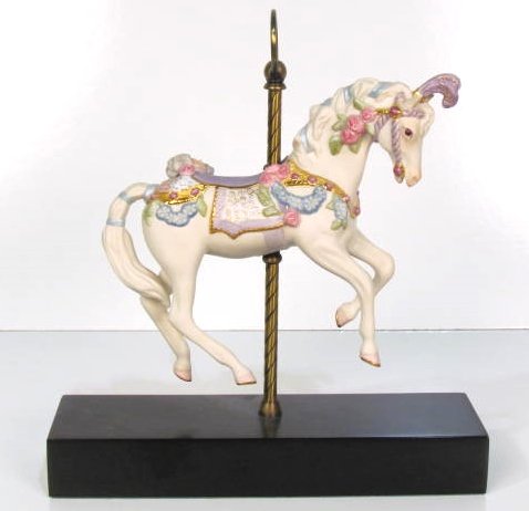 CYBIS PORCELAIN CAROUSEL HORSE: Signed Cybis. # 64. Very good condition. 13"h. x 12"w. x 3 1/2"d.
