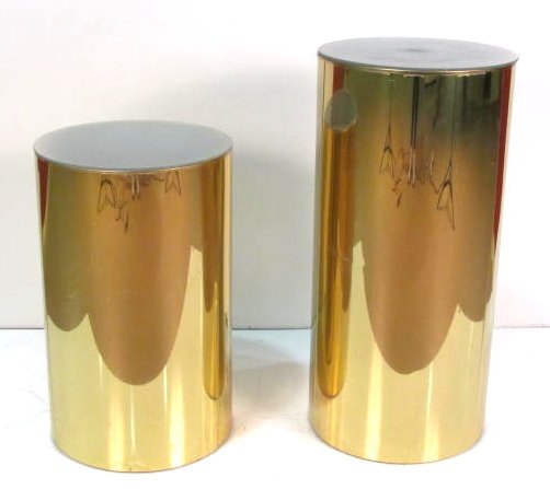 COMPANION Pair UPRIGHT CURTIS JERE PEDESTAL LIGHTS: Some wear. Largest 36 3/4"h. x 17 1/2"diam.