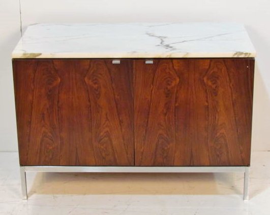FLORENCE KNOLL ROSEWOOD MARBLETOP CABINET: Very good condition. Marbletop. 26"h. x 37 1/4"w. x 18"d.