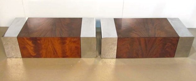 Pair PAUL EVANS STYLE HANGING CABINETS: Good condition with some wear and small dents. 10"h. x 36"w. x 16"d.