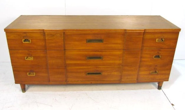 JOHN WIDDICOMB MID CENTURY DRESSER: Good condition with various small scratches. 32"h. x 70 1/4w. x 20"d.