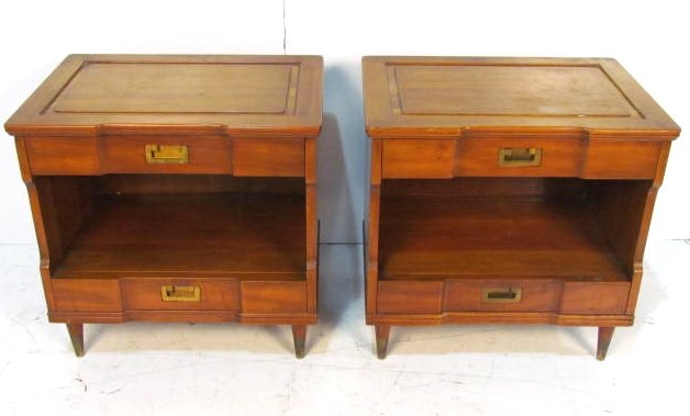 Pair MID CENTURY JOHN WIDDICOMB NIGHTSTANDS: Wear to top. 24 3/4"h. x 24 3/4"w. x 17 3/4"d.