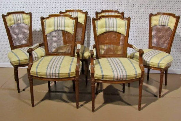 6 KARGES CANED BACK DINING CHAIRS: Caned backs. 39"h. x 22"w. x 22"d.