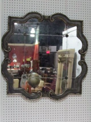 MID CENTURY SILVER OVERLAY DECORATED MIRROR: Silver overlay. Very good condition. 35 3/4"h. x 35 1/2"w.