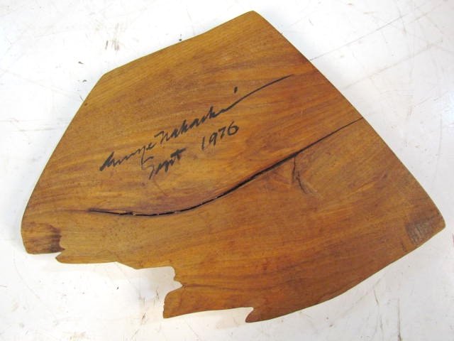 GEORGE NAKASHIMA SIGNED WALNUT SLAB: Signed George Nakashima Sept. 1976. Good condition. 14" x 18 1/2" x 1 3/4"