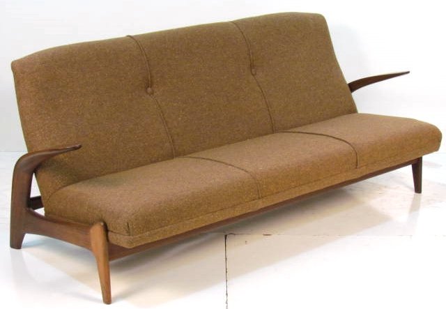 DANISH MODERN TEAK SCULPTURAL SOFA: Very good condition. 30 1/2"h. x 75"w. x 33 1/2"d.