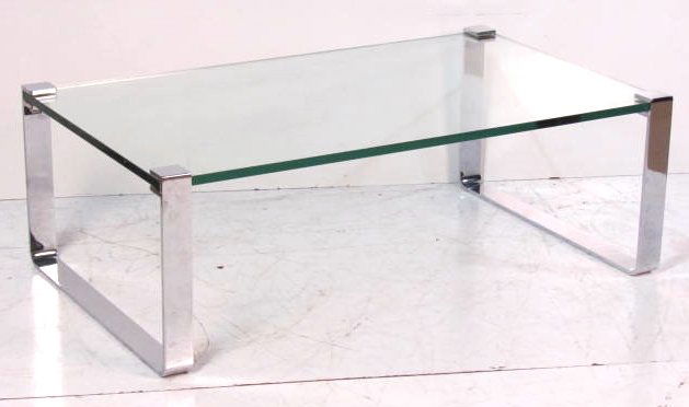 FRIEDRICH WILHELM MOLLER for RONALD SCHMITT COFFEE: Chrome metal and glass. Marked Ronald Scmitt Tische. Very good condition.