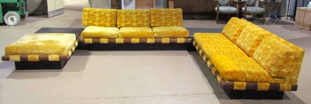 ADRIAN PEARSALL CRAFT ASSOCIATES SECTIONAL SOFA: Good condition. Lightly soiled fabric.