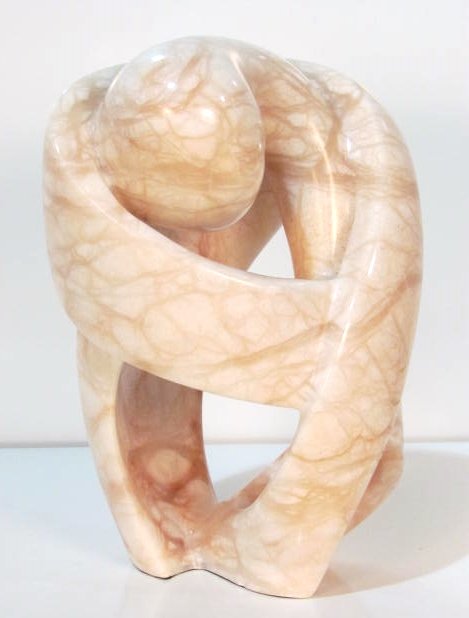 ABSTRACT MODERN ALABASTER SCULPTURE of a WOMAN: Very good condition. 20" high.