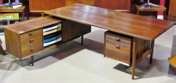 DANISH MODERN ROSEWOOD ARNE VODDER L-SHAPED DESK: Good condition. 25 1/4"h. x 65"w. x 17"d.