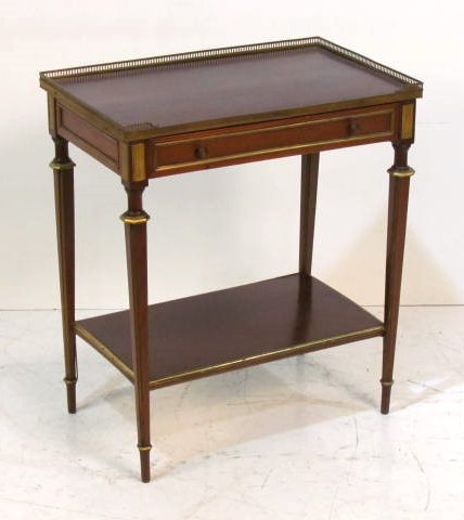 ANTIQUE LOUIS XVI STYLE BRONZE MOUNTED STAND: Loose joints. Missing a moulding. Good condition. 27 1/4"h. x 23 3/4"w. x 14 3/4"d.
