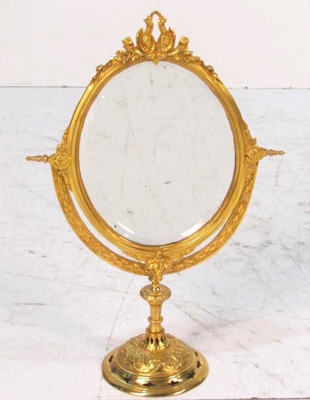 ANTIQUE FRENCH BRONZE VANITY MIRROR: Very good condition. 17 1/2"h.