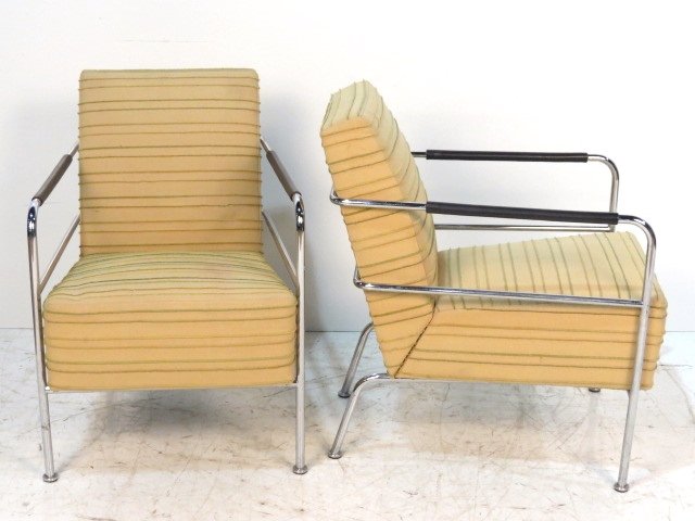 Pair GUNILLA ALLARD for LAMMHULTS SWEDISH CINEMA CHAIRS: Lightly soiled upholstery. Good condition. 30 3/4"h. x 22"w. x 29"d.