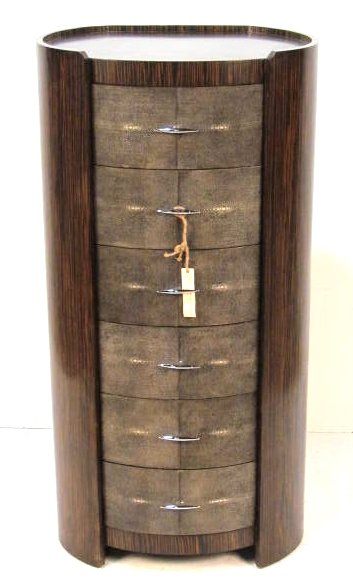 JONATHAN CHARLES MODERN ROSEWOOD & FAUX SNAKESKIN CHEST: Very good condition. 47 1/4"h. x 24"w. x 18"d.