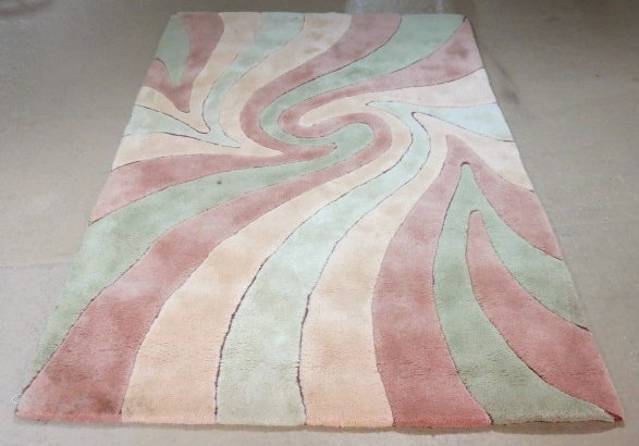EDWARD FIELDS MODERN 101" X 63" RUG: Stains. Fair condition. 101"h. x 63"w.