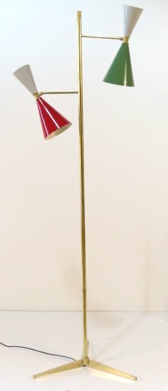ITALIAN MODERN ARTELUCE STYLE FLOOR LAMP: Very good condition. Rewiring recommended. 75"h.