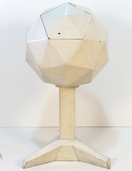 MODERN ATOMIC POLYHEDRON SPHERE BAR after ICO PARISI: Wear. Fair condition. 50 1/2"h. x 28"diam.