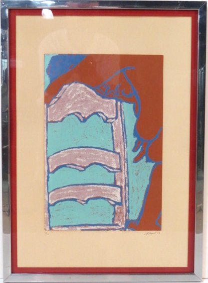 GEORGE SEGAL PHILADELPHIA ARTIST SERIGRAPH LADY & CHAIR: Signed G. Segal. Very good condition. 18"h. x 12"w. Frame 28 1/2"h. x 20 1/2"w.