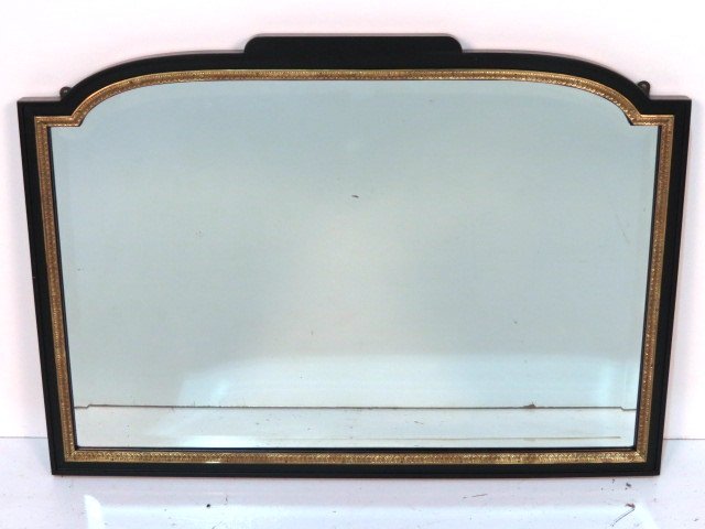 FRENCH EBONIZED BRONZE MOUNTED MIRROR: Excellent condition. 23 1/2"h. x 33 1/2"w.