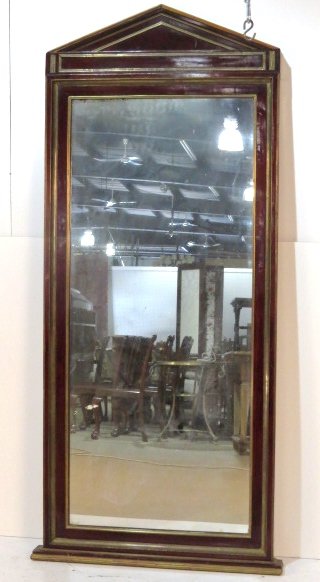 83" 19th c. FRENCH BRONZE MOUNTED MIRROR: Bronze mouldings. Replaced wood moulding on top. Good condition. 83"h. x 35"w.