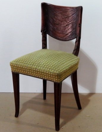 NEOCLASSICAL STYLE DRAPED SIDE CHAIR mann. GROSFELD HOU: Good condition. 34 1/4"h. x 18"w. x 18"d.