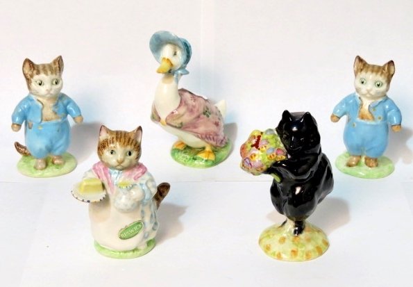5 ROYAL DOULTON BEATRIX POTTER FIGURINES "DUCHESS &: Very good condition. Largest 3 1/2"h.
