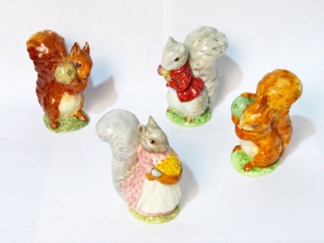 4 ROYAL DOULTON BEATRIX POTTER FIGURINES "TIMMY TIPTOES: Very good condition. Largest 4"h.