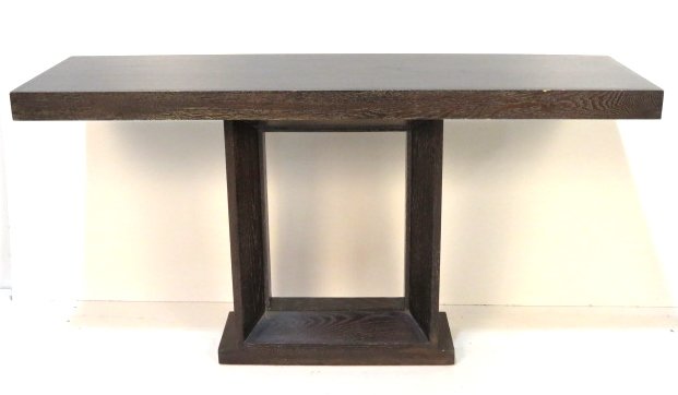 JAMES MONT STYLE ASIAN MODERN CONSOLE: Dark oak. Very good condition. 34 1/4"h. x 66"w. x 20"d.