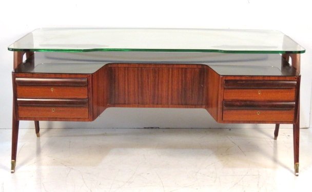 Paolo Buffa Dassi Rosewood Glasstop Executive Desk Dec 15 2014