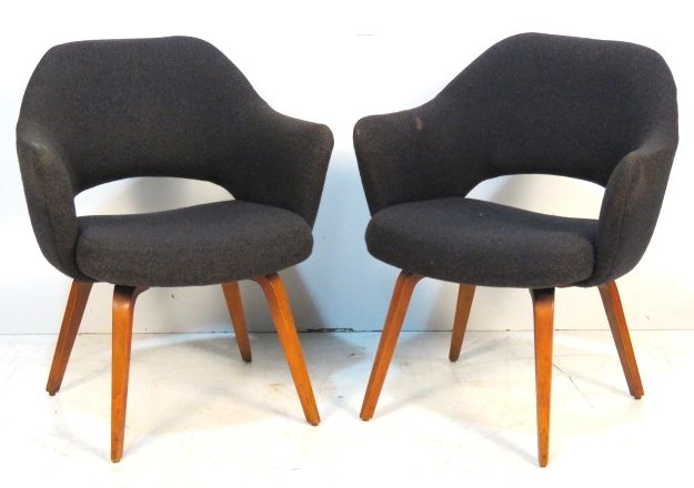 Pair EERO SAARINEN KNOLL MODEL 71 CHAIRS: Bent laminate legs. 31"h. x 25 1/2"w. x 23"d.