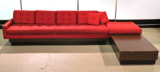 MID CENTURY MODERN CORNER SOFA: Mid century modern corner sofa. Sofa 29 1/2"h. x 102 1/2"w. x 33"d.