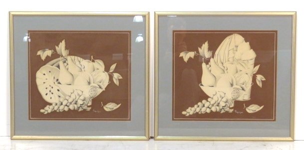 Pair ORIGINAL TOMMI PARZINGER PRINTS: Lithograph and silkscreen. Hand signed Parzinger. Sheet size 14 3/4"h. x 17"w. Frame size 22 1/4"h. x 24 1/2"w.