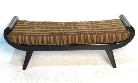 MODERN DANISH STYLE EBONIZED WINDOW SEAT: Ebonized window seat. 17 3/4"h. x 49"w. x 15 1/4"d.