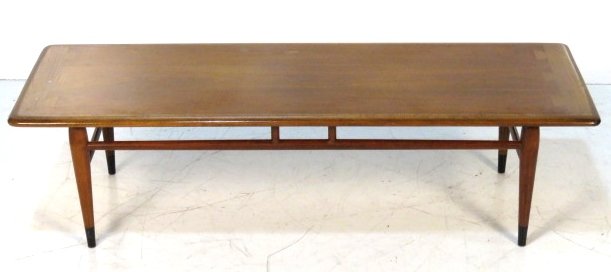 LANE MID CENTURY MODERN COFFEE TABLE: Lane modern coffee table. 15"h. x 54"w. x 19"d.
