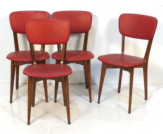 4 ITALIAN MODERN DINING CHAIRS: Birch frames. 32 1/4"h. x 16"w. x 18"d.