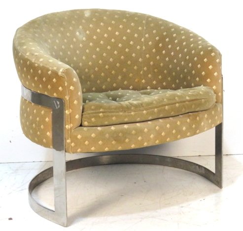 MILO BAUGHMAN CHROME LOUNGE CHAIR: Chrome metal frame. 27"h. x 31"w. x 26 1/2"d.