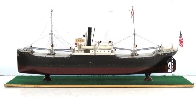 66" ANTIQUE SHIP MODEL SS CEDAR SPRING: Wooden ship with finely detailed miniature parts. Ship measures 29"h. x 66"w. x 11"d.