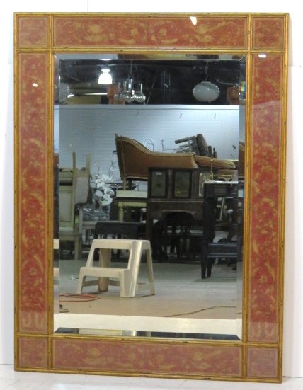 THEODORE ALEXANDER FAUX EGLOMISE GILT FRAME MIRROR: Theodore Alexander gilt framed mirror. 57"h. x 42 1/4"w.