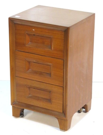 MID CENTURY MODERN WALNUT 3 DRAWER NIGHTSTAND: Walnut nightstand. 27"h. x 16 1/4"w. x 14 1/4"d.