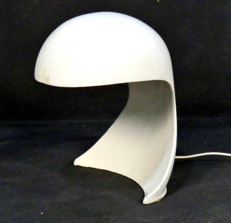 DARIO TOGNUN foR ARTEMIDE DANIA TABLE LAMP: White enameled metal. 18"h. x 13"w. x 13"d.