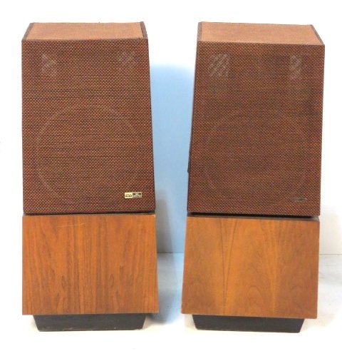 Pair ESS AMT 1A AIR MOTION LOUDSPEAKERS: Pair air motion loud speakers. 36 1/2"h. x 15 1/4"sq. Part of a collection from the estate of a local musician with a home music studio. Please read condition below.